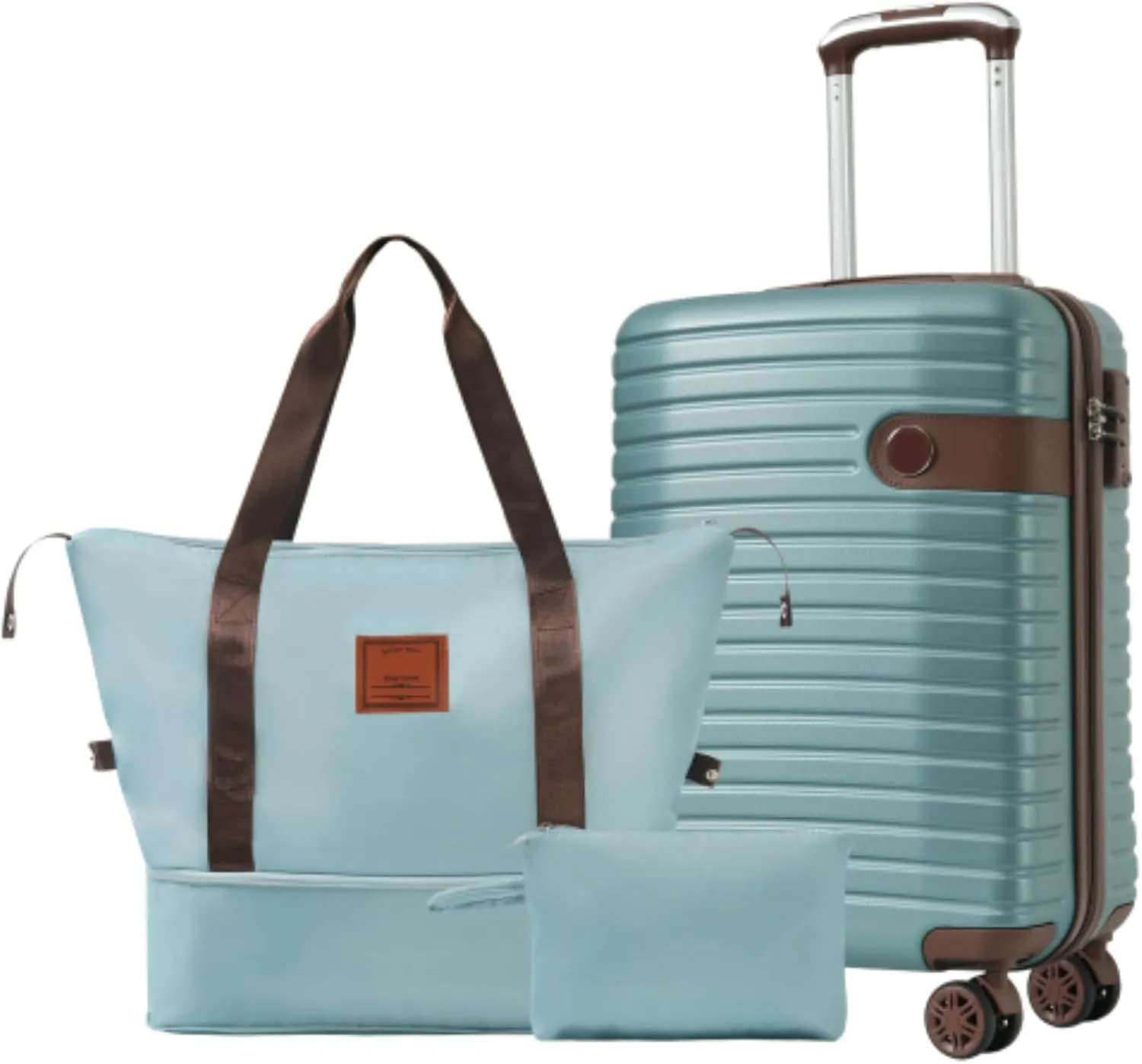 20-inch Carry-on Luggage, 3-piece Suitcase Set, ABS Material, Lightweight Hard Shell, with Universal Wheels, TSA Lock, Suitable for Outdoor Travel, Blue