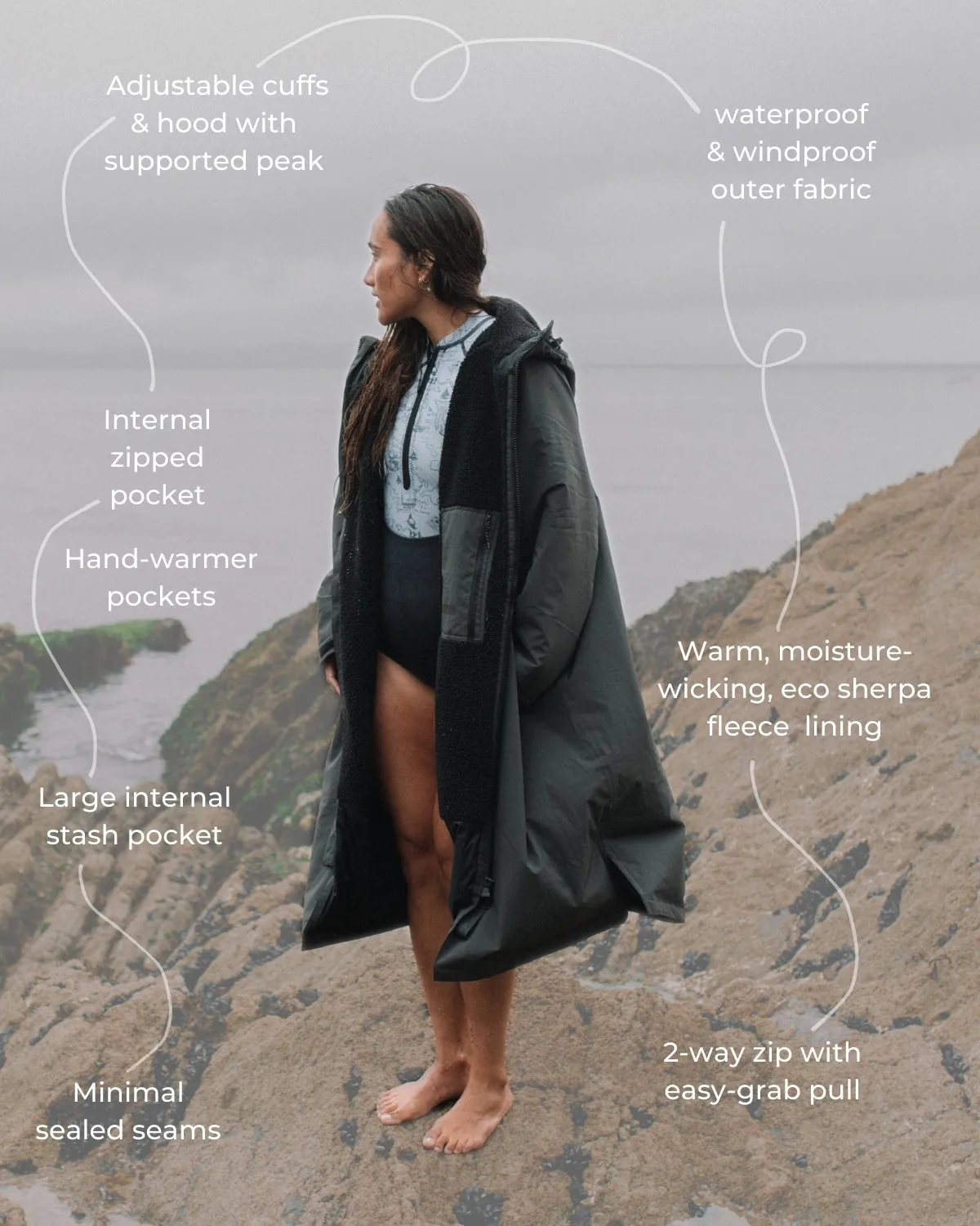 All Weather Sherpa Changing Robe - Fossil Grey