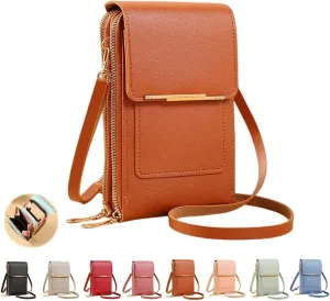 Anti-theft Leather Bag, Phone Crossbody Bags for Women, Touchscreen Phone Wallet PU Leather Crossbody Bag