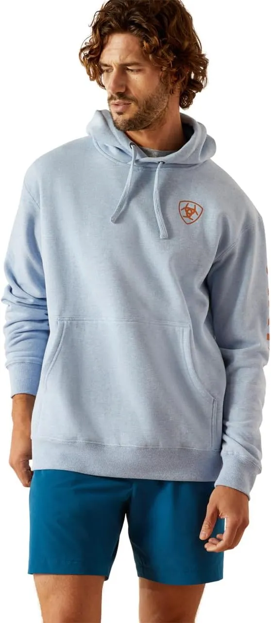 ARIAT Mens Light Blue Logo Hoodie