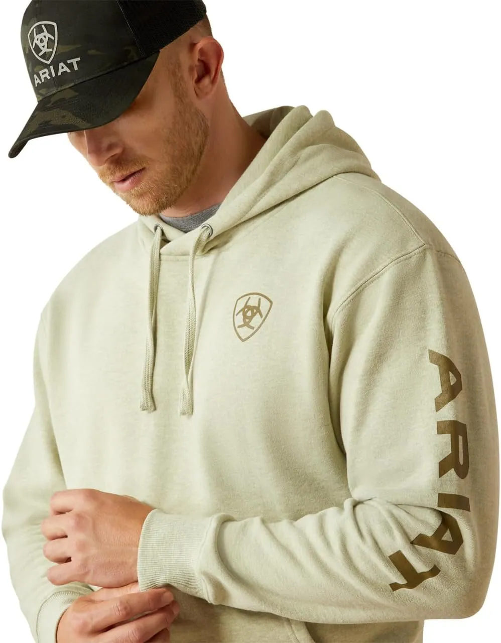 ARIAT Mens Light Blue Logo Hoodie