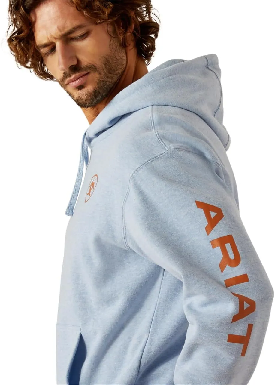 ARIAT Mens Light Blue Logo Hoodie