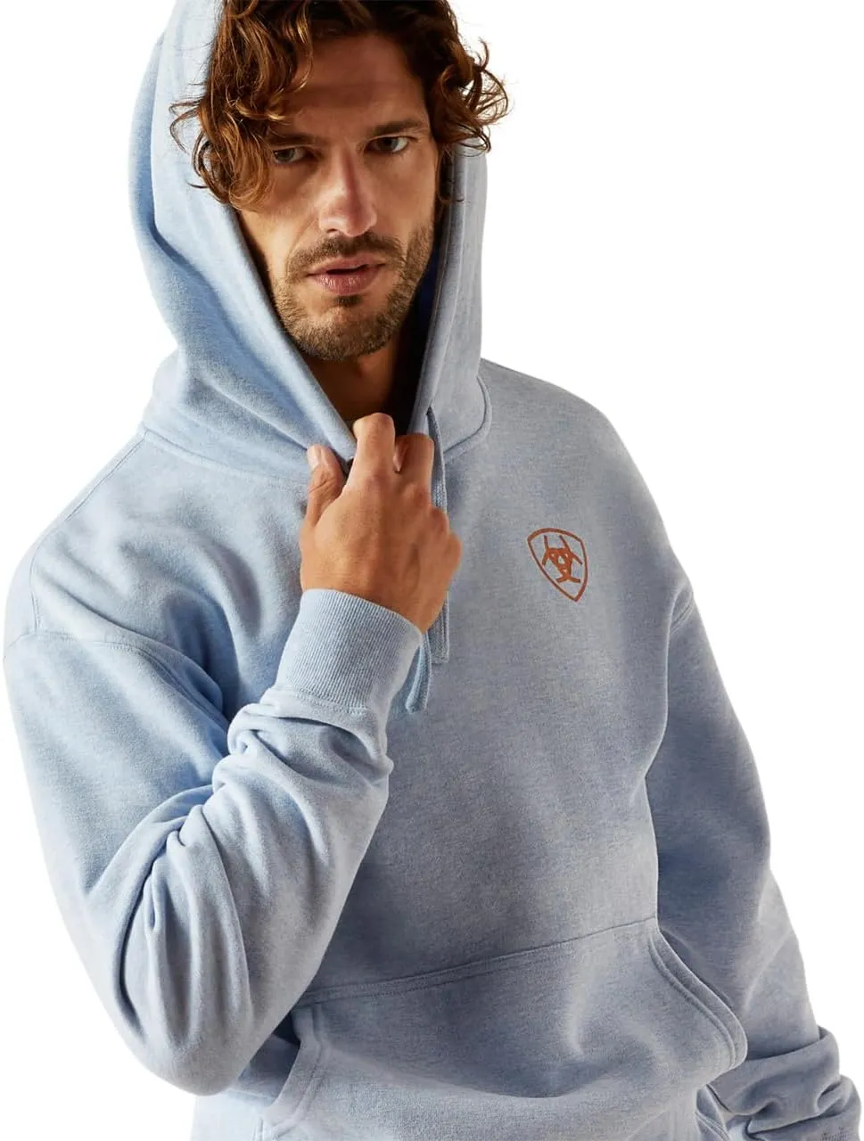 ARIAT Mens Light Blue Logo Hoodie