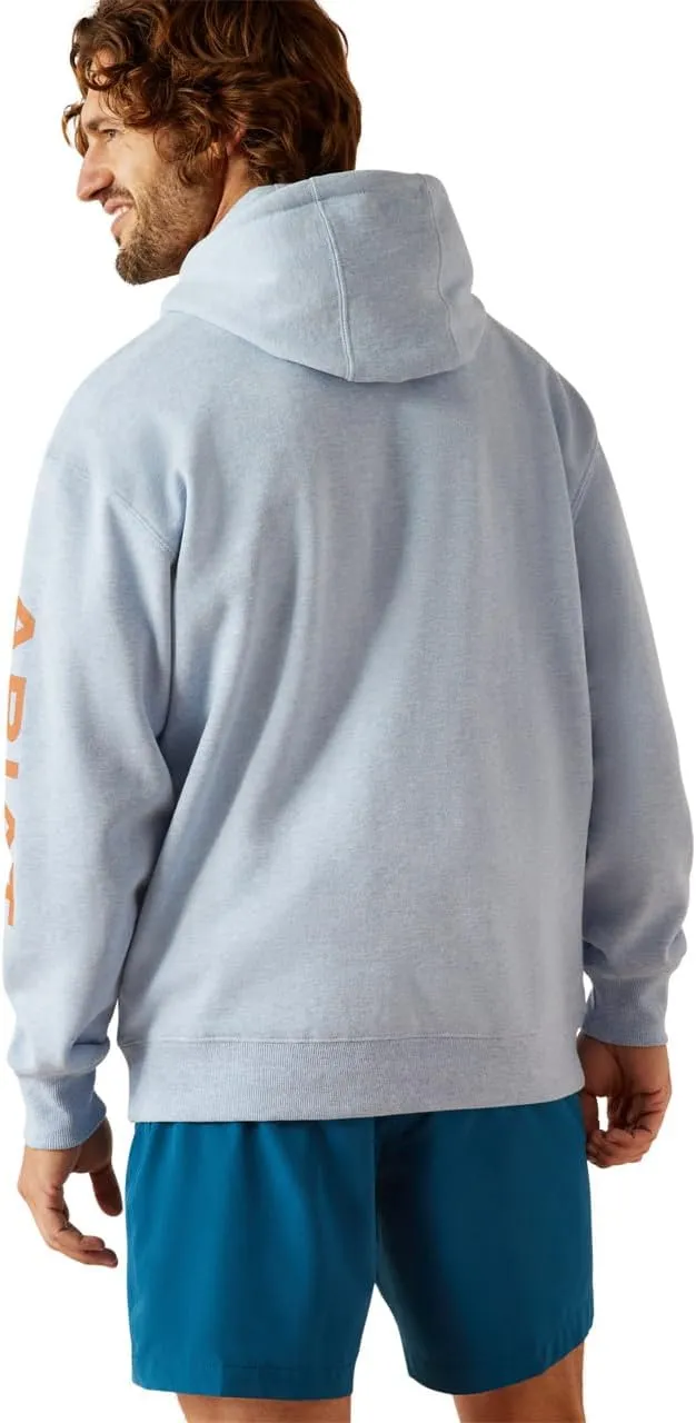 ARIAT Mens Light Blue Logo Hoodie