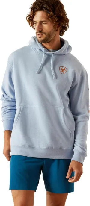 ARIAT Mens Light Blue Logo Hoodie