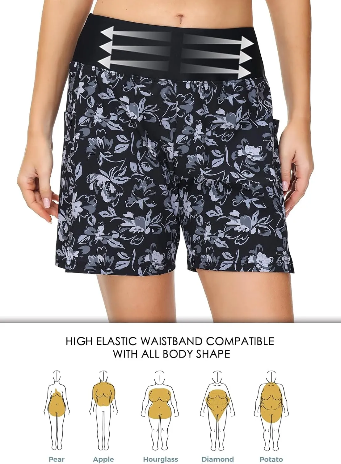 baleaf Women's 3''/ 5"/ 7" Quick Dry High Waisted Swim Board Shorts UPF 50  Swimsuit Bottom Trunks with Liner
