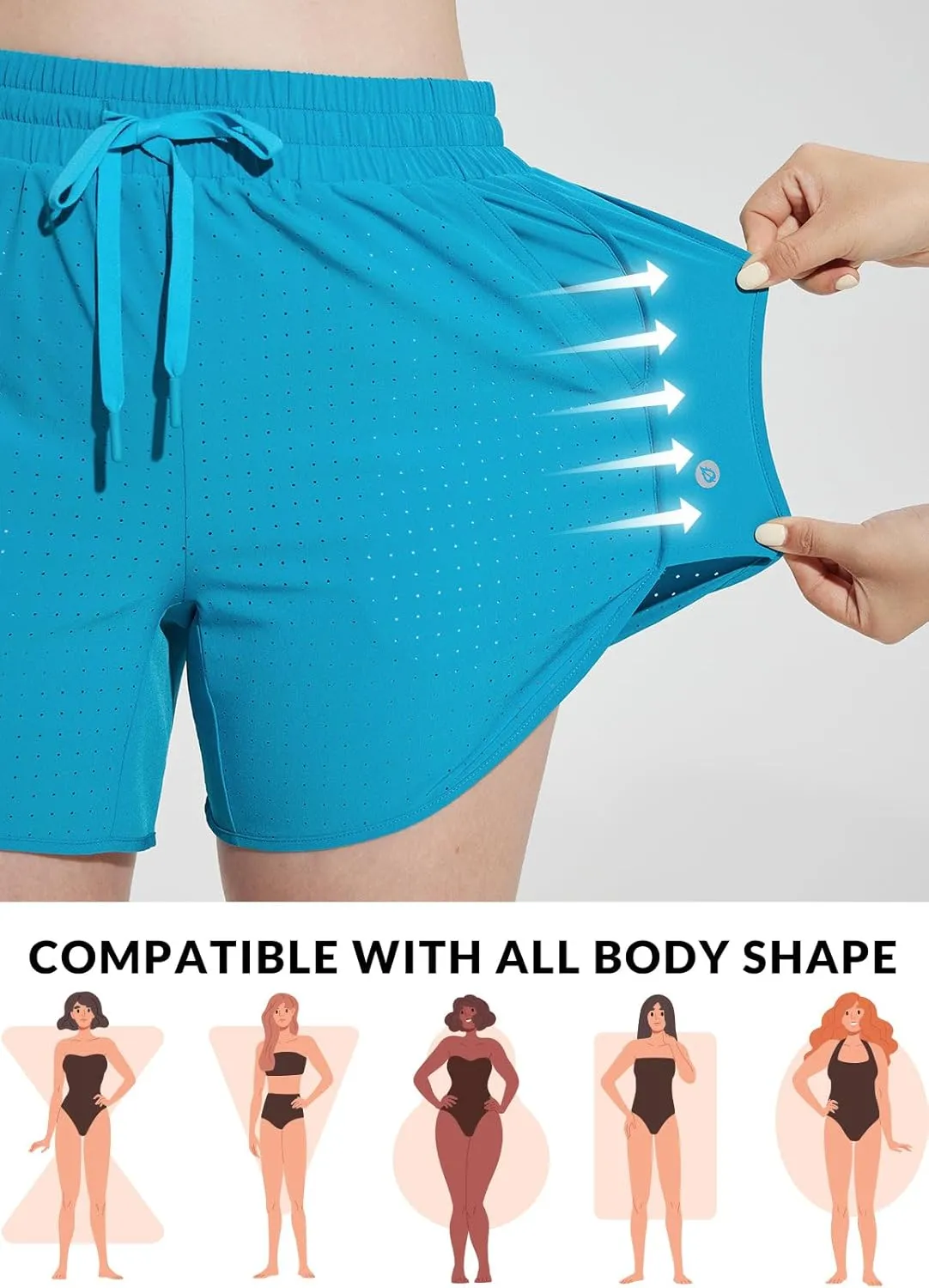baleaf Women's 3"/5" Quick Dry Mesh Swim Shorts Tankini Bottom with Liner Athletic Gym Running