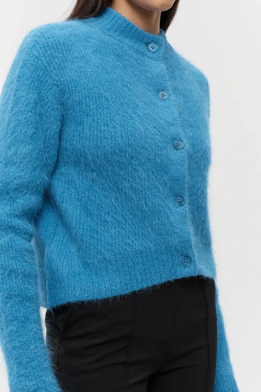 Beaujolais Fluffy Alpaca Cardigan Electric Blue