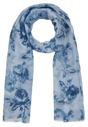Blue Floral Scarf - Pastel Blue