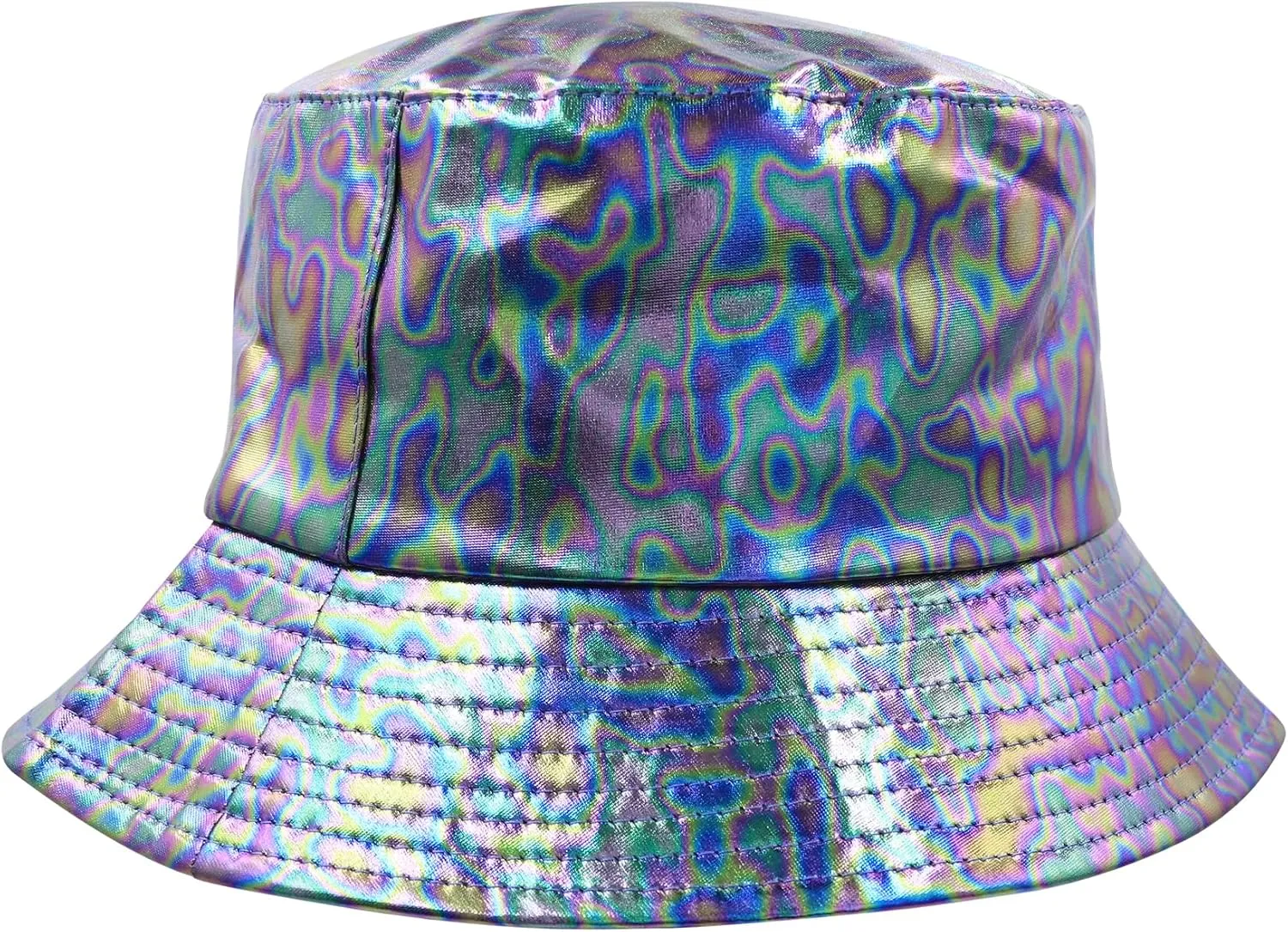 BOLLEY JOSS Metallic Bucket Hat for Women Holographic Bucket Cap Packable Outdoor Travel Sunhat Unisex Fisherman Cap