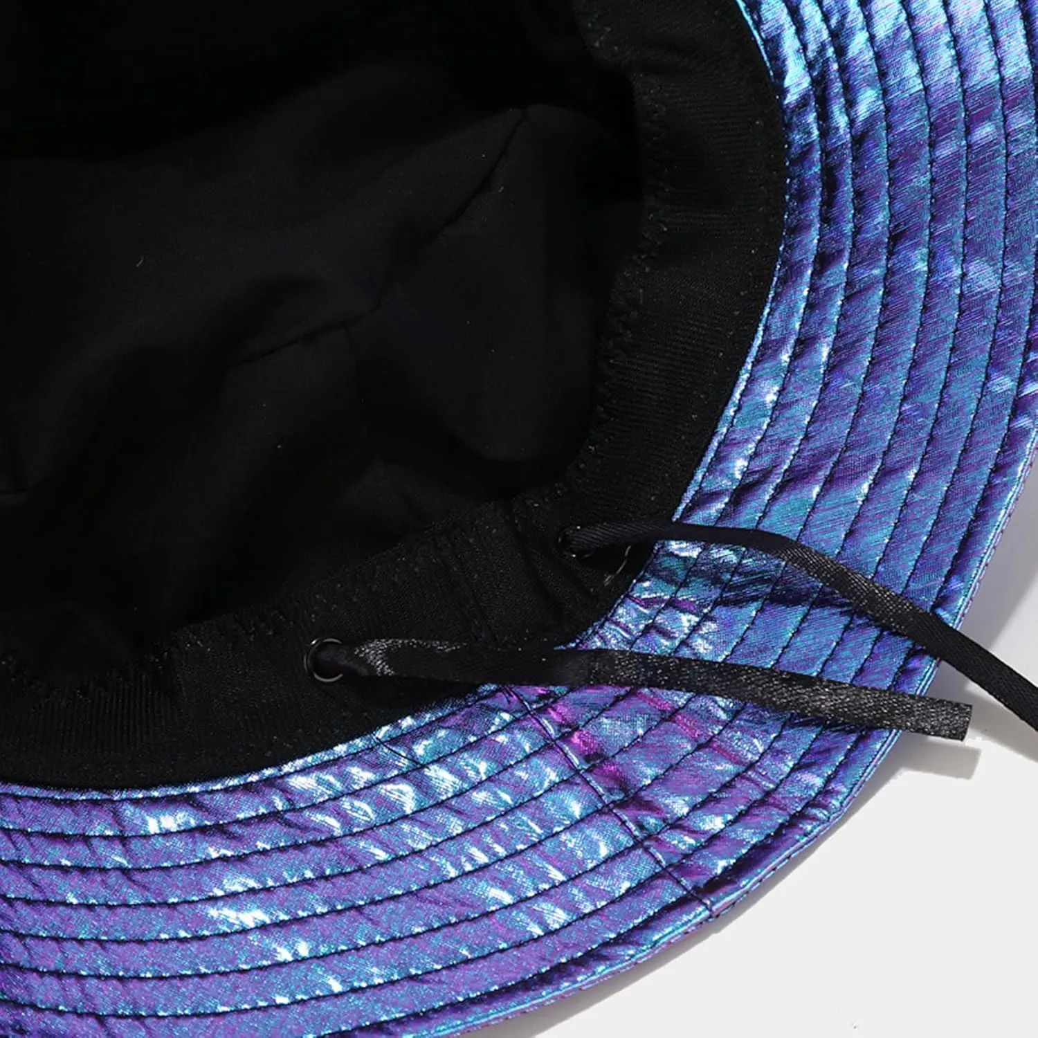 BOLLEY JOSS Metallic Bucket Hat for Women Holographic Bucket Cap Packable Outdoor Travel Sunhat Unisex Fisherman Cap