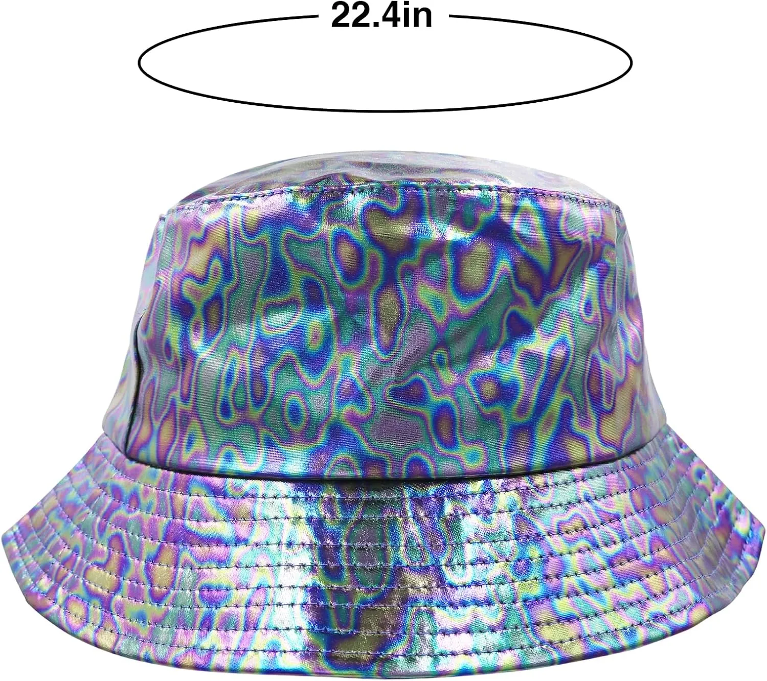 BOLLEY JOSS Metallic Bucket Hat for Women Holographic Bucket Cap Packable Outdoor Travel Sunhat Unisex Fisherman Cap