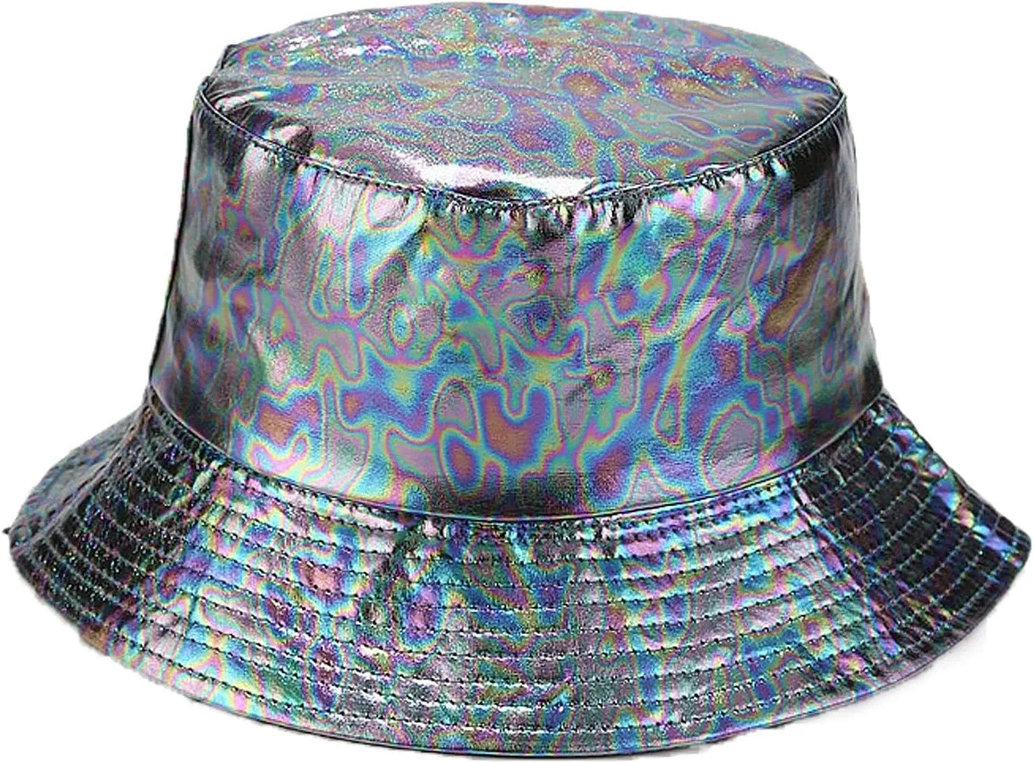 BOLLEY JOSS Metallic Bucket Hat for Women Holographic Bucket Cap Packable Outdoor Travel Sunhat Unisex Fisherman Cap