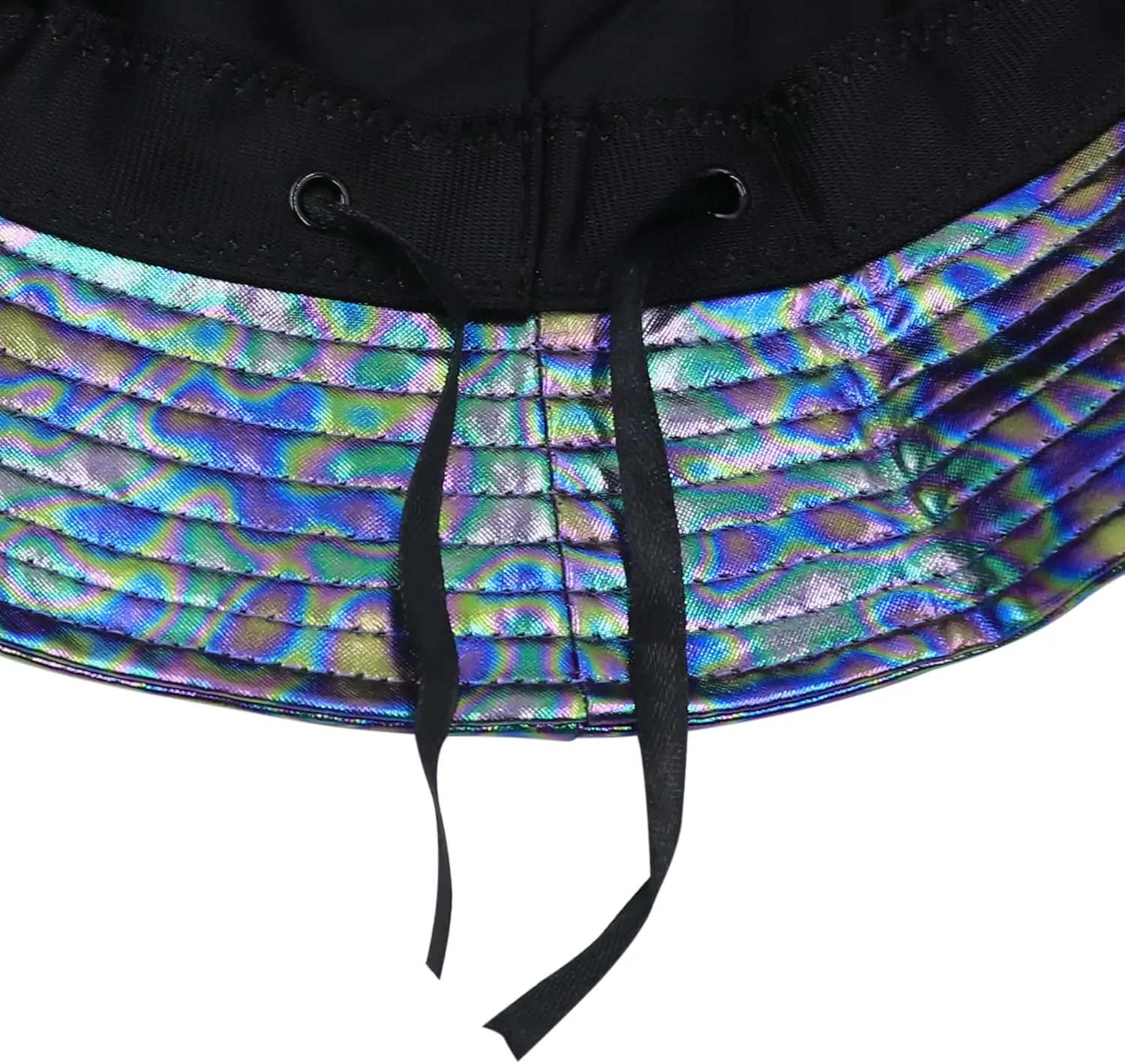 BOLLEY JOSS Metallic Bucket Hat for Women Holographic Bucket Cap Packable Outdoor Travel Sunhat Unisex Fisherman Cap