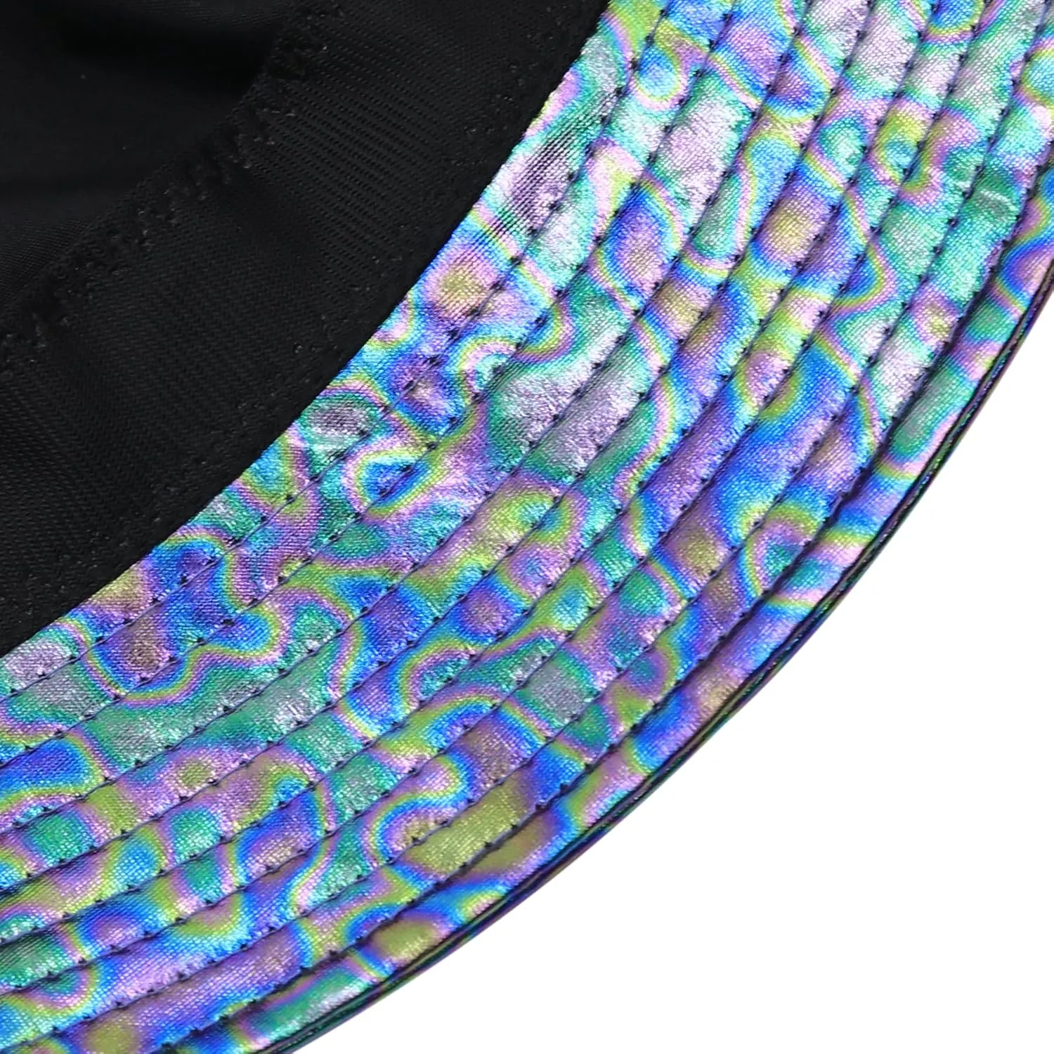 BOLLEY JOSS Metallic Bucket Hat for Women Holographic Bucket Cap Packable Outdoor Travel Sunhat Unisex Fisherman Cap