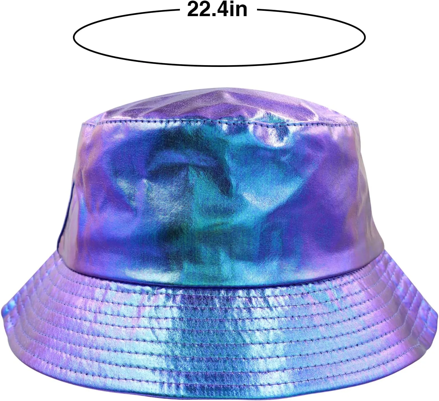 BOLLEY JOSS Metallic Bucket Hat for Women Holographic Bucket Cap Packable Outdoor Travel Sunhat Unisex Fisherman Cap