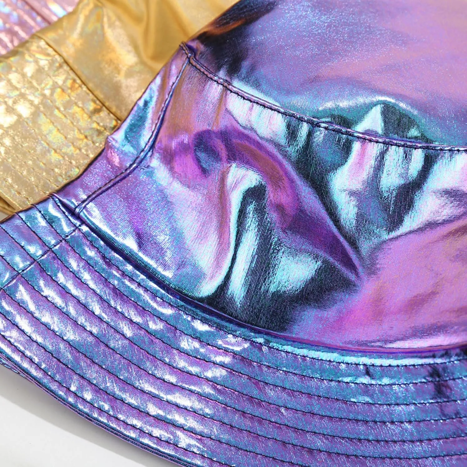 BOLLEY JOSS Metallic Bucket Hat for Women Holographic Bucket Cap Packable Outdoor Travel Sunhat Unisex Fisherman Cap