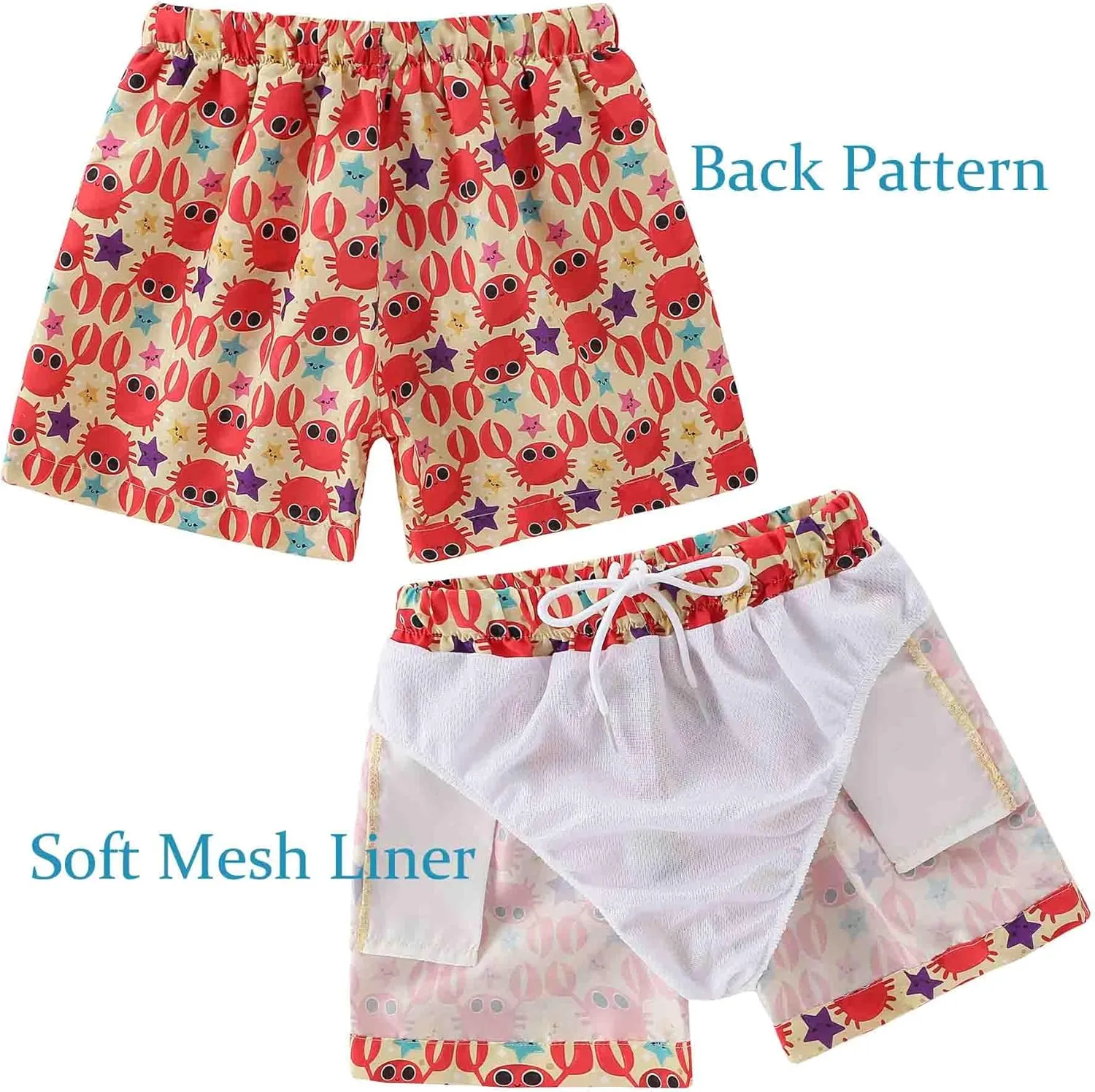 Boys Swim Trunks Quick Dry Swim Board Shorts Toddler Beach Lightweight Swimsuit Bottom for Kids 2-8Y