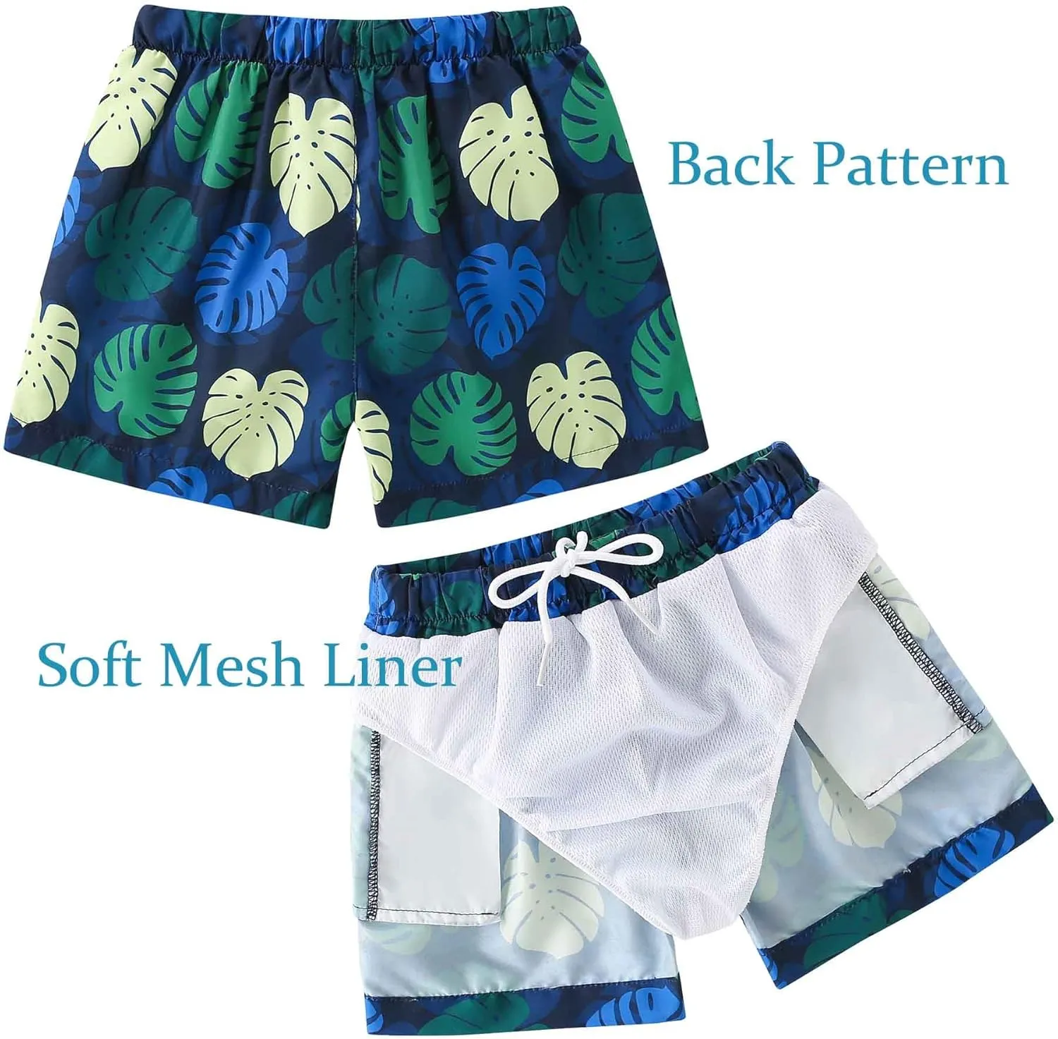 Boys Swim Trunks Quick Dry Swim Board Shorts Toddler Beach Lightweight Swimsuit Bottom for Kids 2-8Y