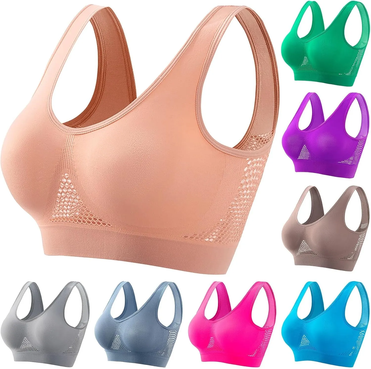 Bras for Women 2024 Breathable Cool Liftup Air Bra Breathable and Comfortable Mesh Sports Bras for Women Plus Size