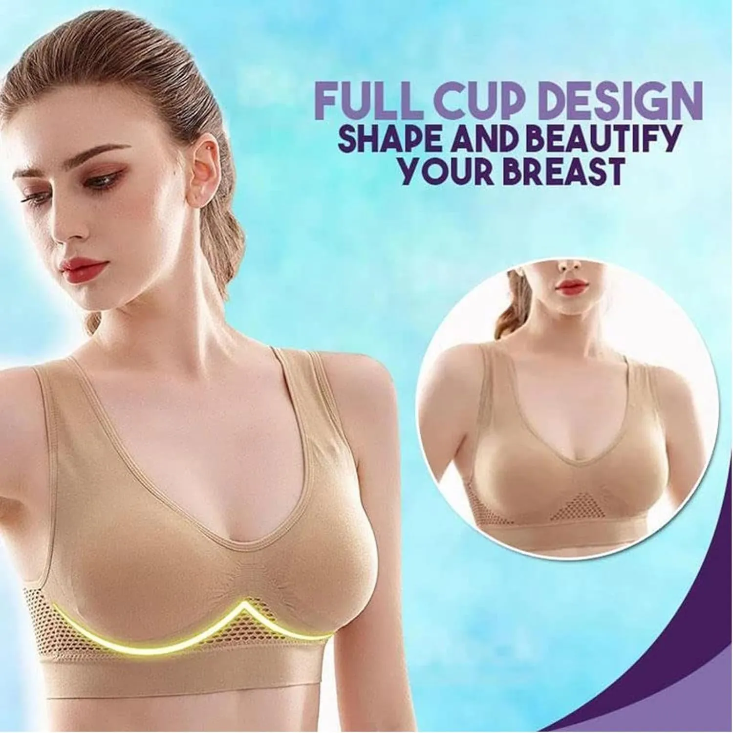 Breathable Cool Liftup Air Bra, Breathable Cool Lift Up Air Bra, Air Breathable Cooling Mesh Stretch Freedom Bra Seamless