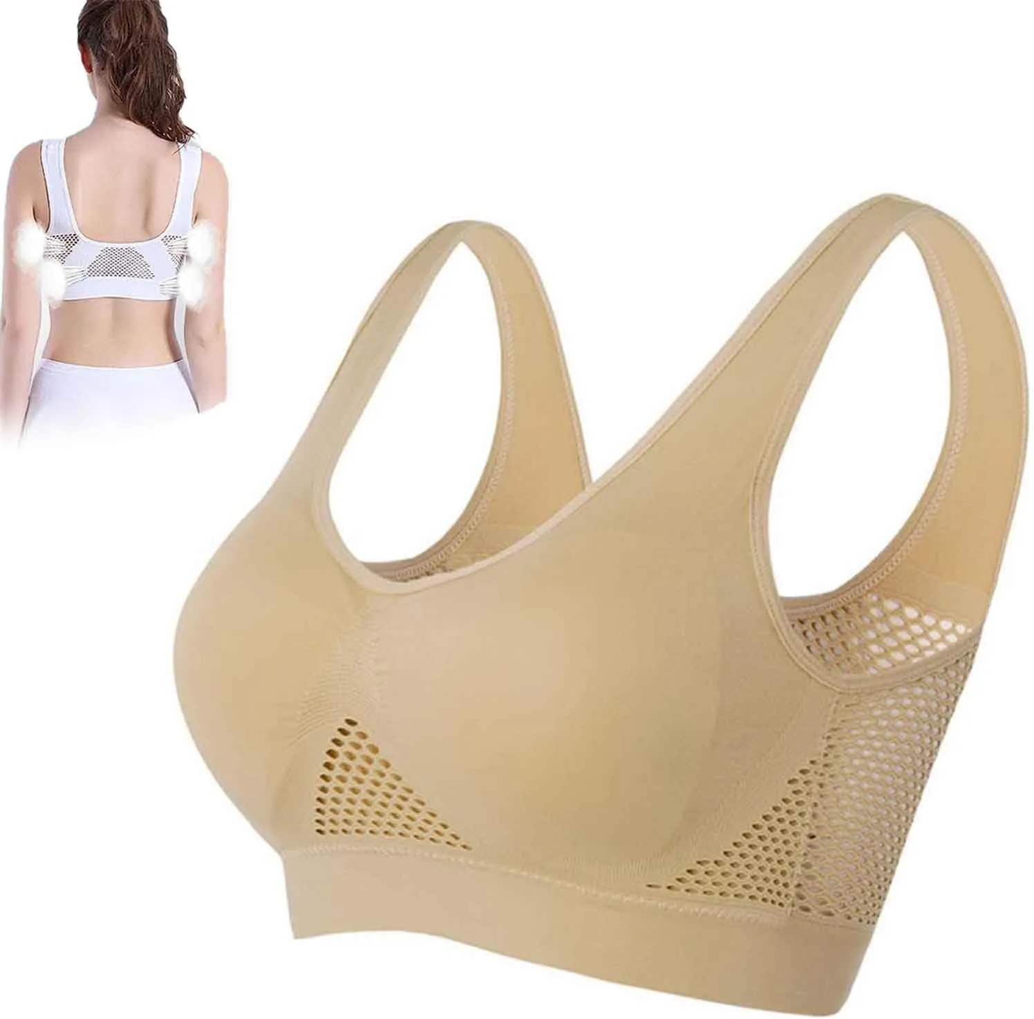 Breathable Cool Liftup Air Bra, Breathable Cool Lift Up Air Bra, Air Breathable Cooling Mesh Stretch Freedom Bra Seamless