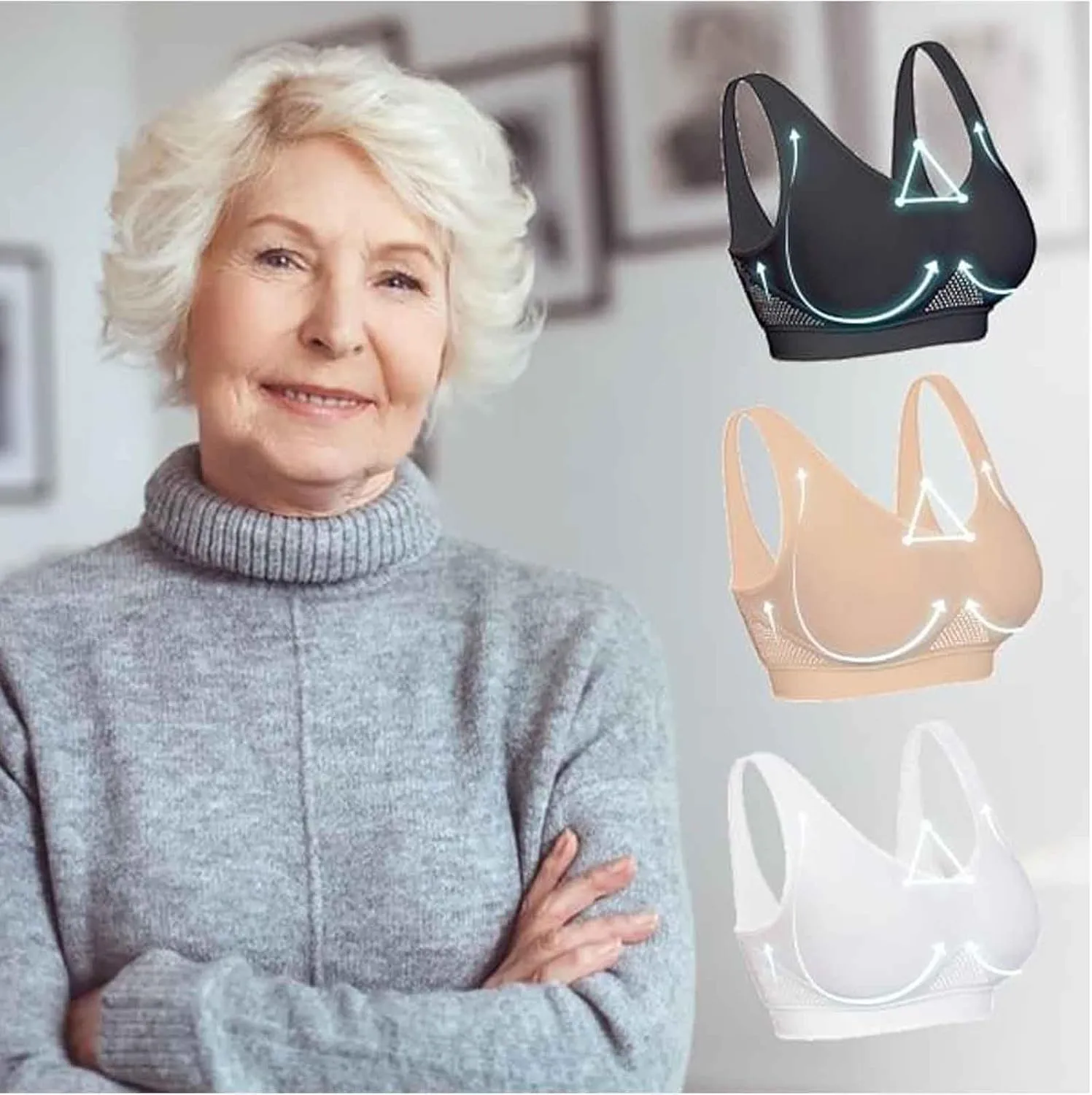 Breathable Cool Liftup Air Bra, Breathable Cool Lift Up Air Bra, Air Breathable Cooling Mesh Stretch Freedom Bra Seamless