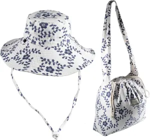 Bucket Hat and Shoulder Bag Set for Women Wide Brim Summer Beach Cap Foldable Travel Fisherman Hat 
