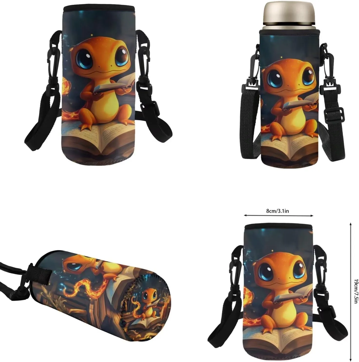 Cartoon Dragon Backpack for Girls 4-6 Cool 4 Pieces Kids Bookbag with Water Bottle Sleeve Travel 6 Th Grade Backpack for Girls Outdoor Travel Daypack Hiking Camping