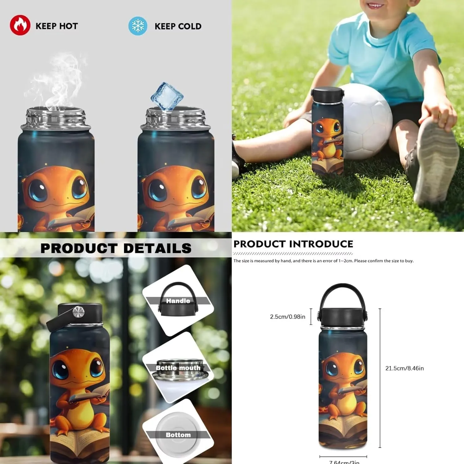 Cartoon Dragon Backpack for Girls 4-6 Cool 4 Pieces Kids Bookbag with Water Bottle Sleeve Travel 6 Th Grade Backpack for Girls Outdoor Travel Daypack Hiking Camping