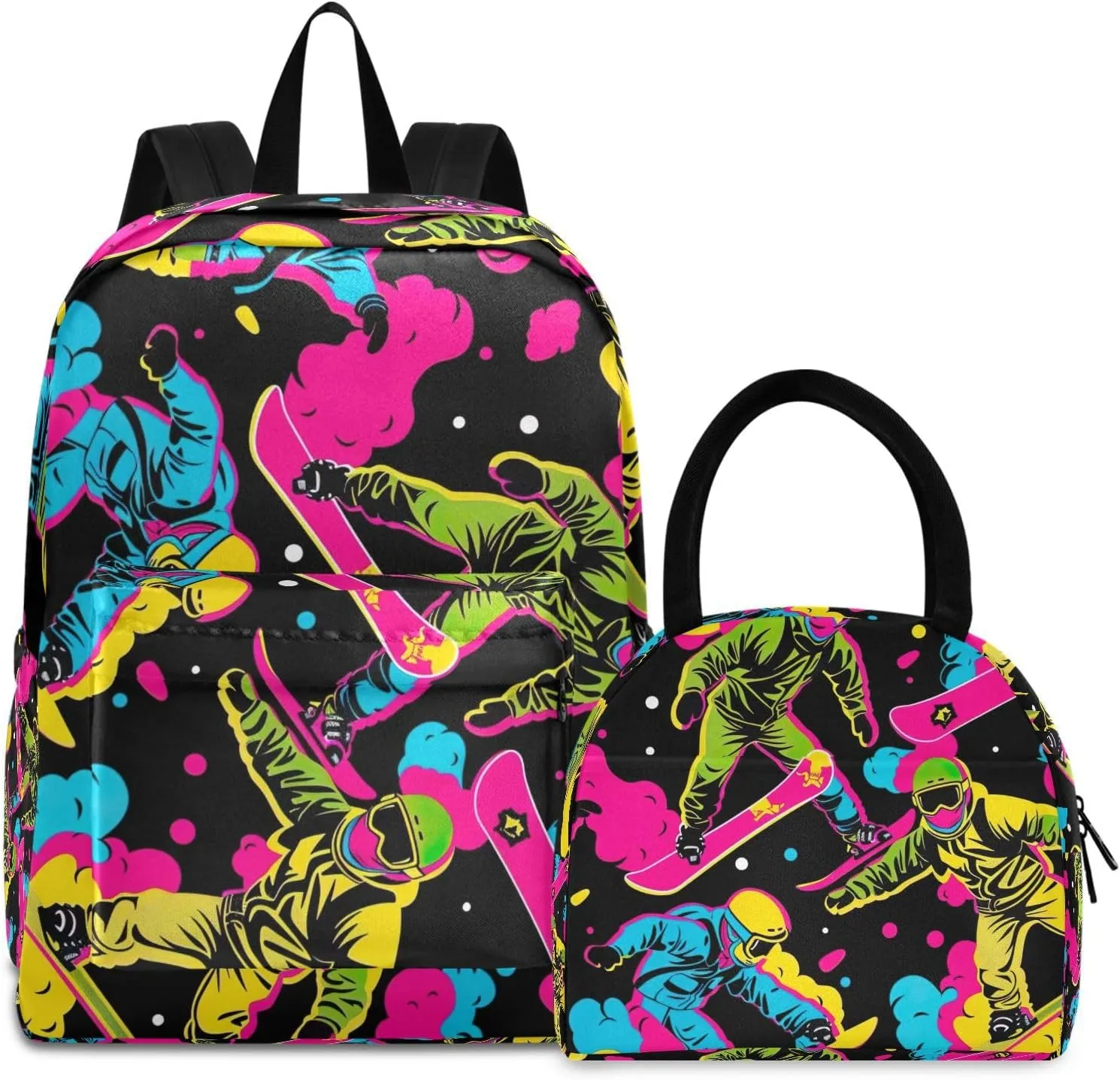 Colorful Ski Kids School Bag Set Cooler Backpack Waterproof, Backpack Set Kids