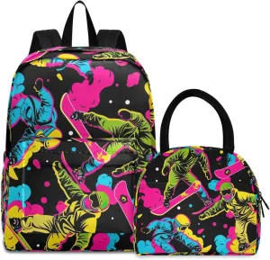 Colorful Ski Kids School Bag Set Cooler Backpack Waterproof, Backpack Set Kids