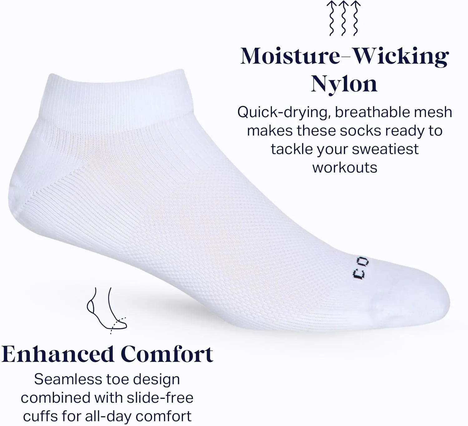 Comrad 3-Pack Nylon Ankle Compression Socks with Targeted Arch Compression