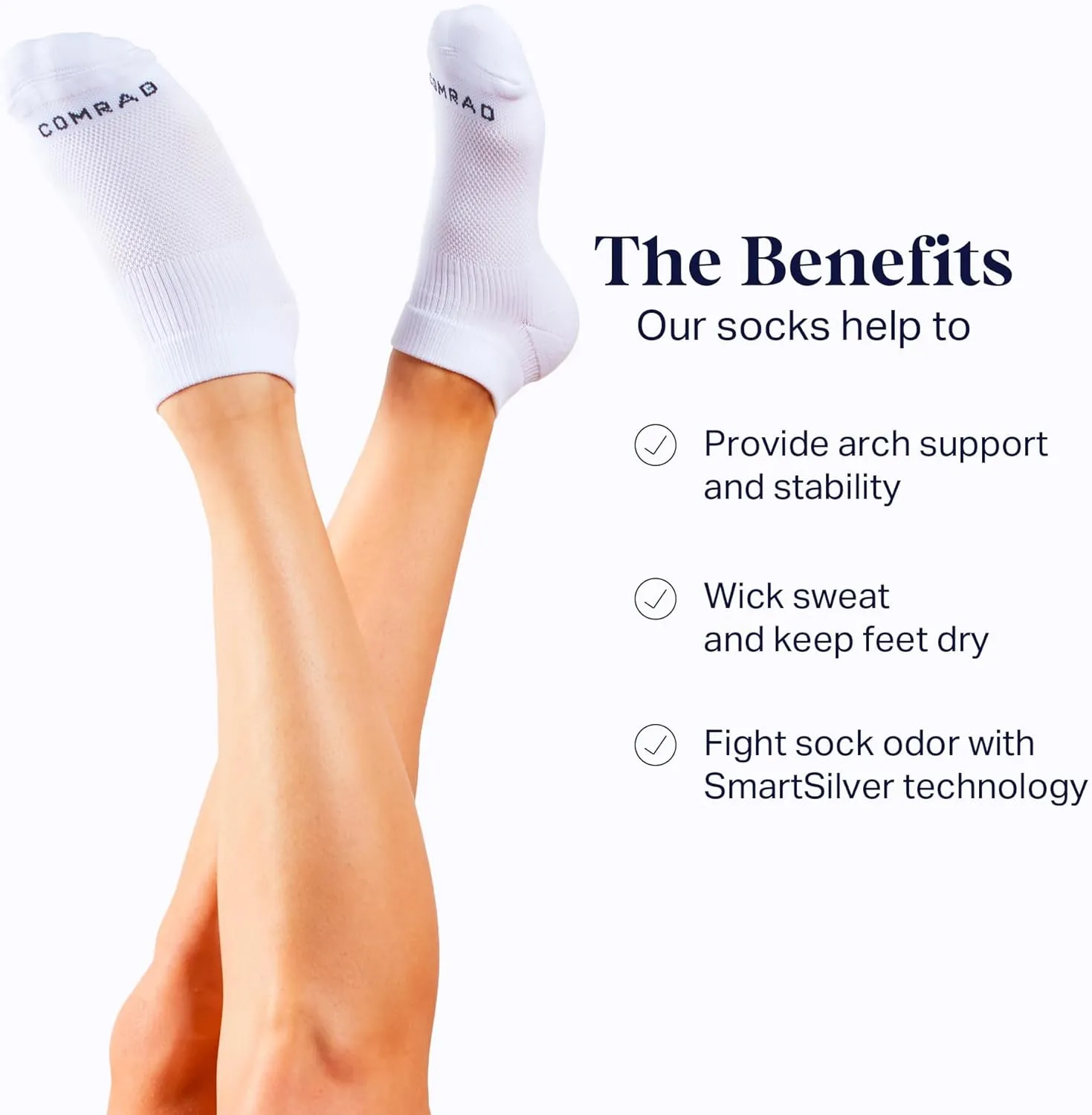 Comrad 3-Pack Nylon Ankle Compression Socks with Targeted Arch Compression