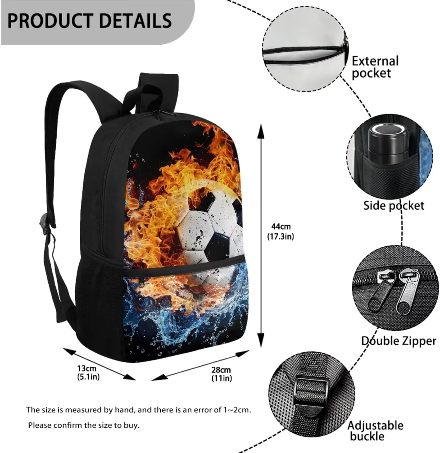 Cool Football Backpack for Boys 8-12 12-14 Large Capacity Kids School Bag Set with Insulated Lunch Bag and Pencil Case for Elementary Middle High School Bookbag