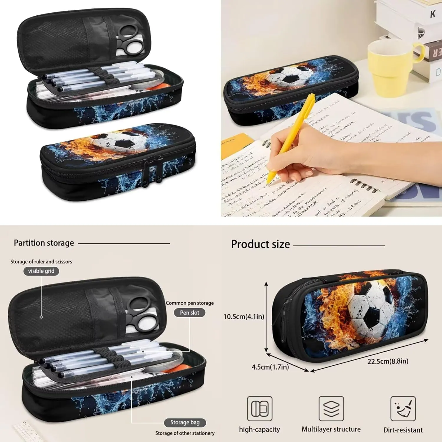 Cool Football Backpack for Boys 8-12 12-14 Large Capacity Kids School Bag Set with Insulated Lunch Bag and Pencil Case for Elementary Middle High School Bookbag