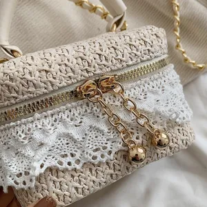 Crossbody Bags for Women Small Straw Woven Bucket Bag Fashion Bow Satchel Handbag Purses 2025