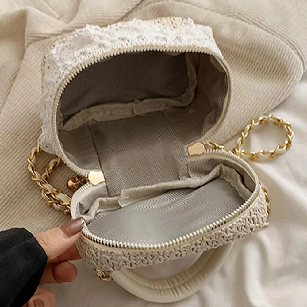 Crossbody Bags for Women Small Straw Woven Bucket Bag Fashion Bow Satchel Handbag Purses 2025