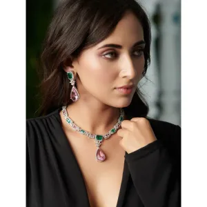 Curio Cottage Shades of Pastel Diamante Cubic Zirconia Necklace Set