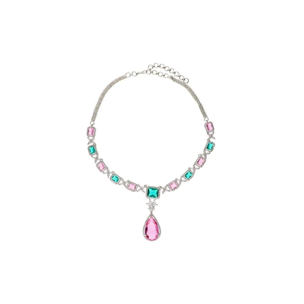 Curio Cottage Shades of Pastel Diamante Cubic Zirconia Necklace Set