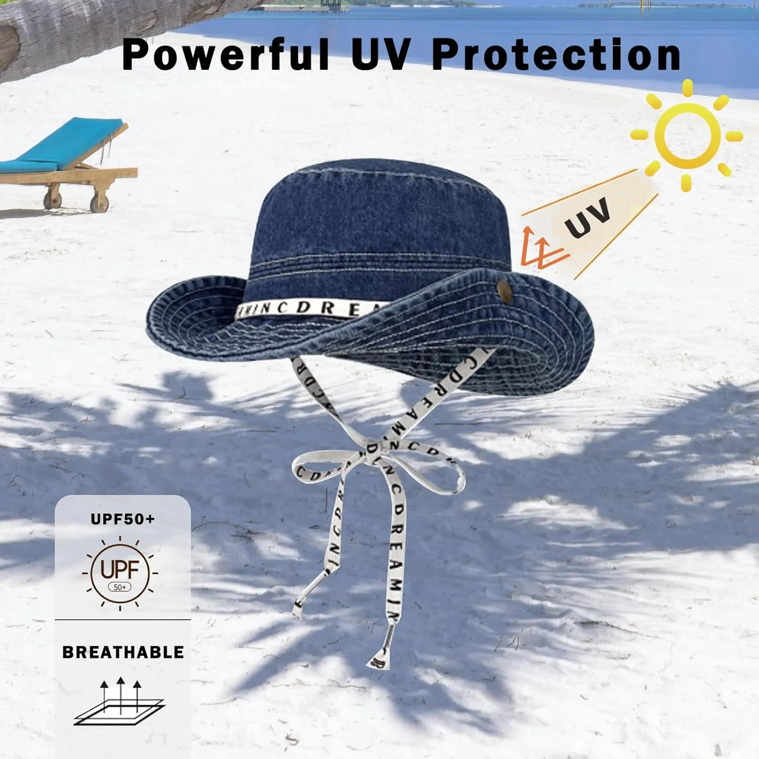 Denim Bucket Hat for Women Men Packable Jeans Summer Beach Hat for Fishing Hiking Casual