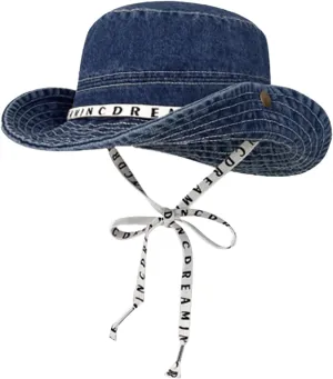 Denim Bucket Hat for Women Men Packable Jeans Summer Beach Hat for Fishing Hiking Casual