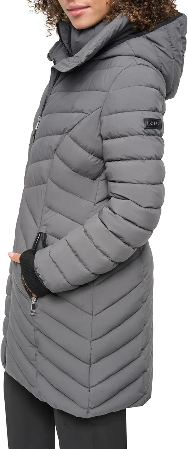 DKNY Women's Bib-Front Light-Weight Puffer