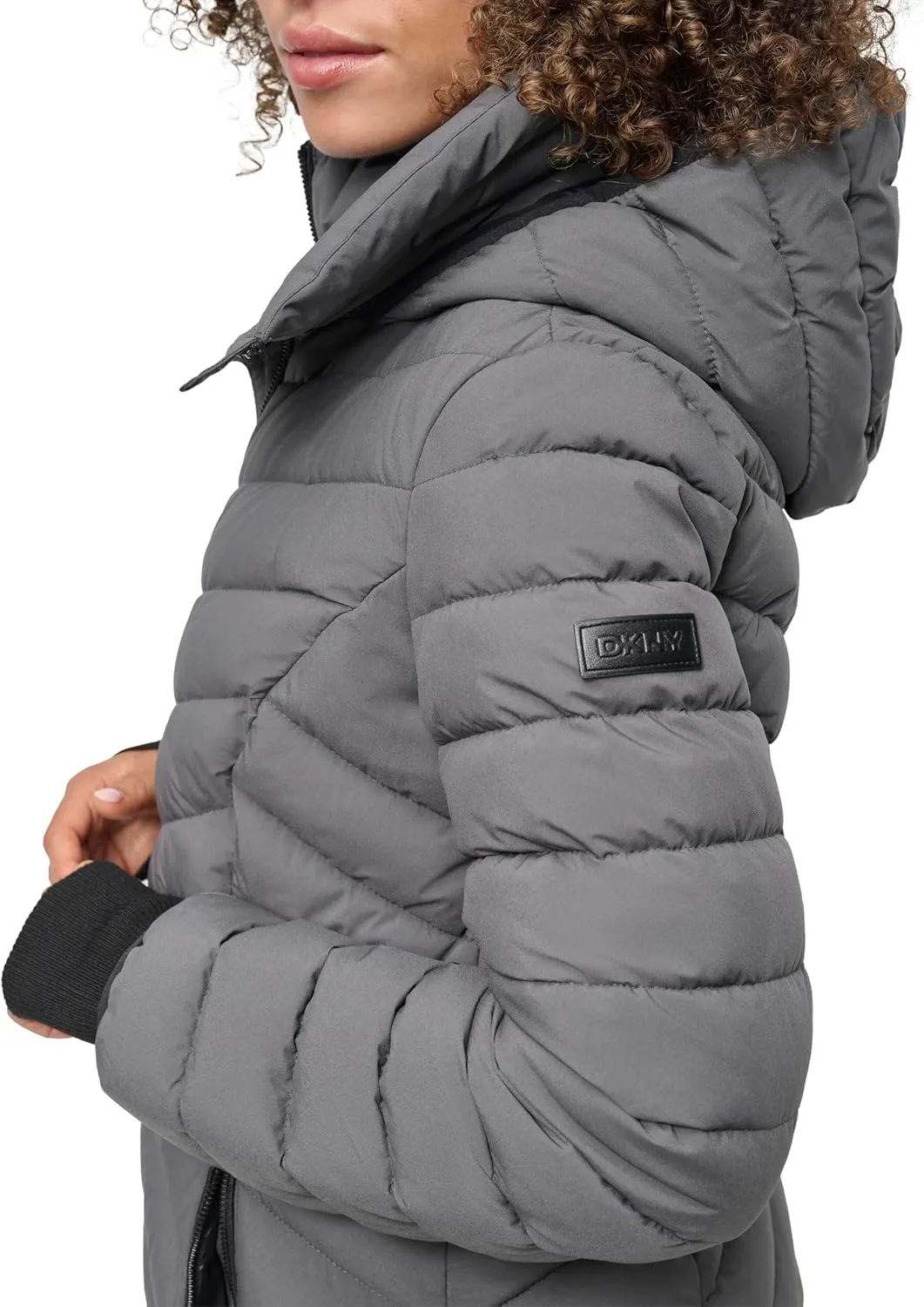 DKNY Women's Bib-Front Light-Weight Puffer