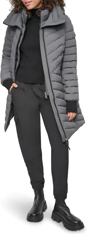 DKNY Women's Bib-Front Light-Weight Puffer