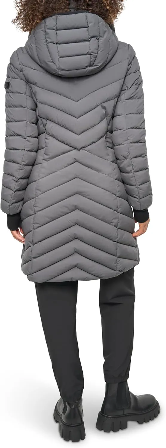 DKNY Women's Bib-Front Light-Weight Puffer