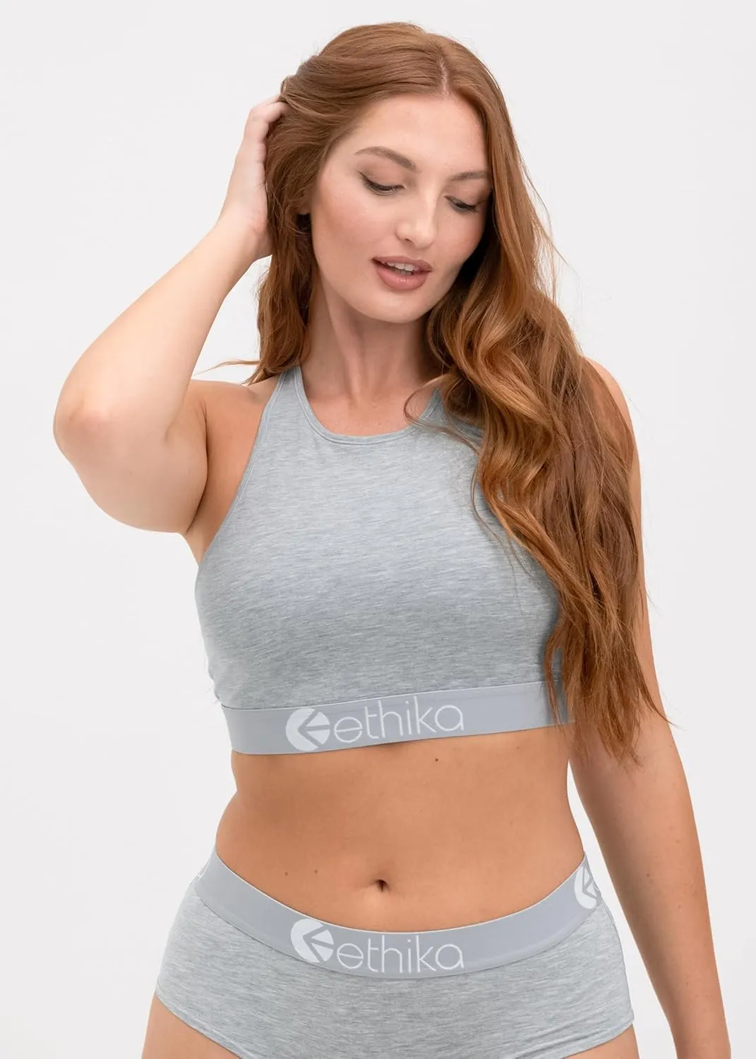 Ethika Women's High Neck Bra | Light Heather