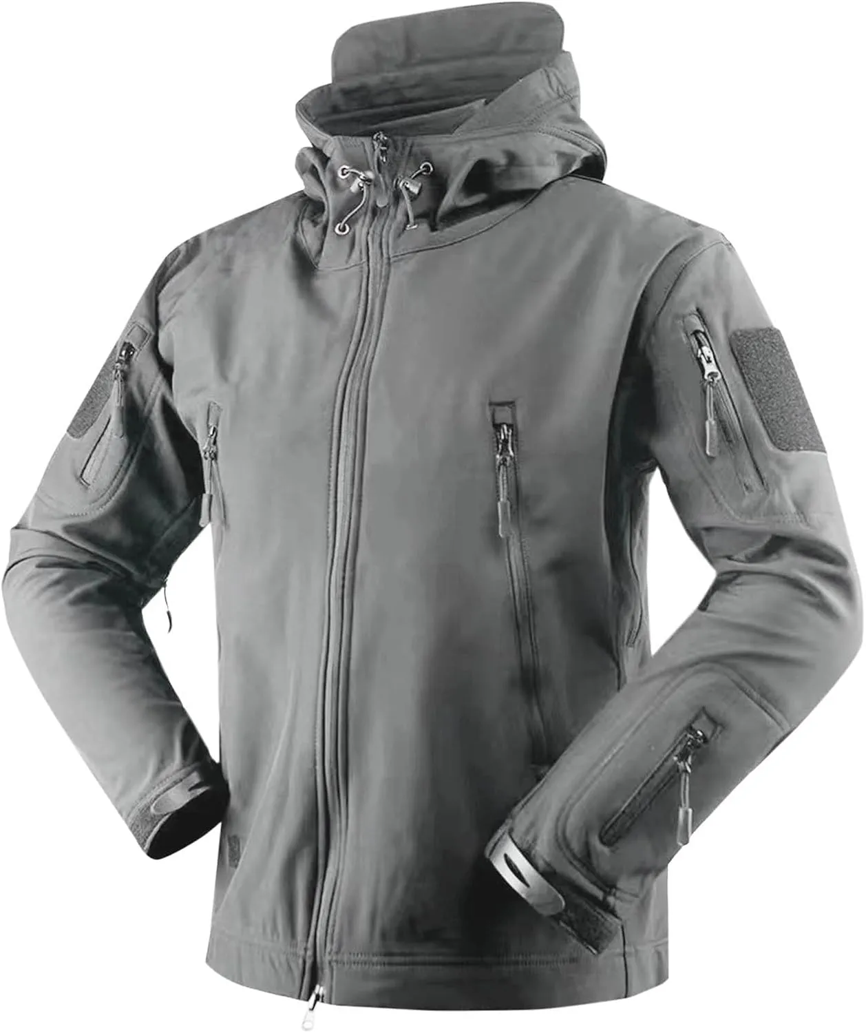 Finelylove Soft Shell Tactical Jacket Mens Fleece Lined Windbreaker Hooded Waterproof Rain Jacket for Hiking Fishing