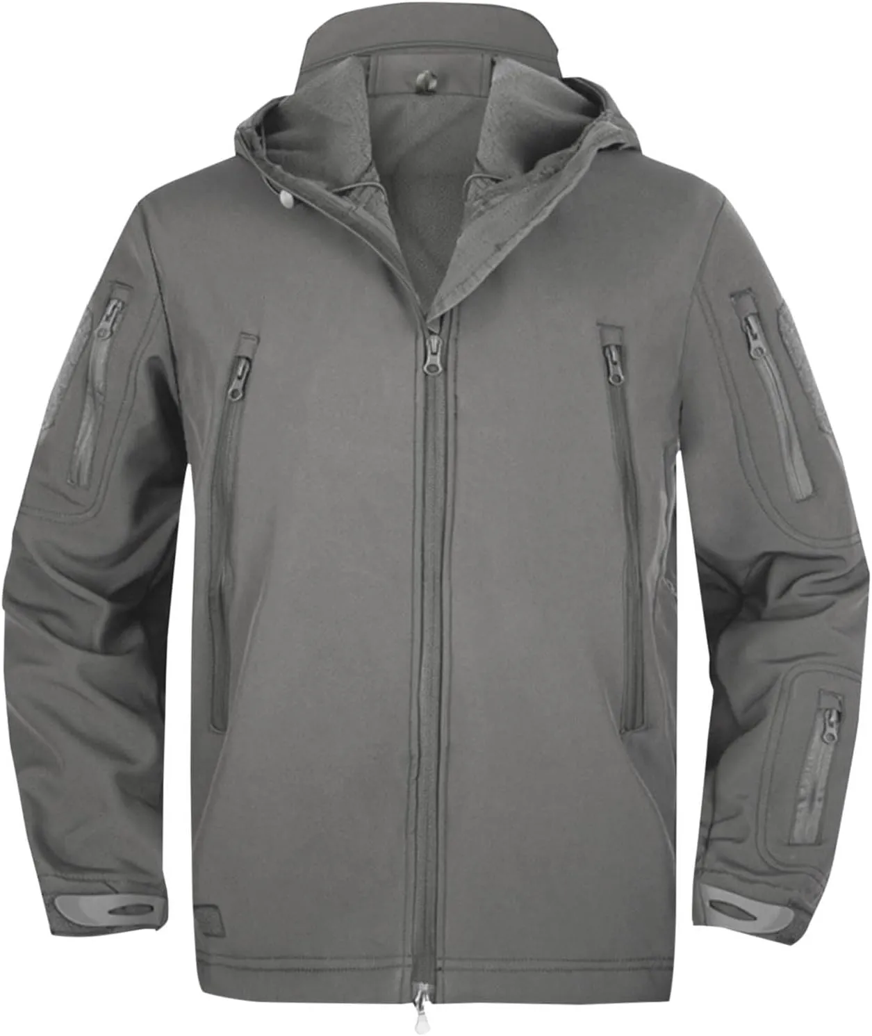 Finelylove Soft Shell Tactical Jacket Mens Fleece Lined Windbreaker Hooded Waterproof Rain Jacket for Hiking Fishing