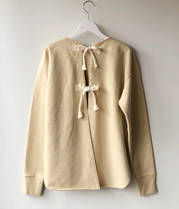 FUMIKA_UCHIDA/Defatted Fleece BACK OPEN SWEAT TOP(TEA)
